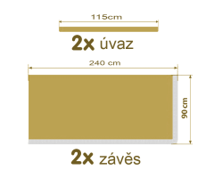 Závěsy zatahovací sólo béžové / třásně bílé